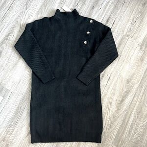 Doe & Rae chunky black sweater dress with button detail S